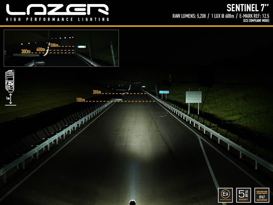 Led extraljus 7 tum - Lazer Sentinel