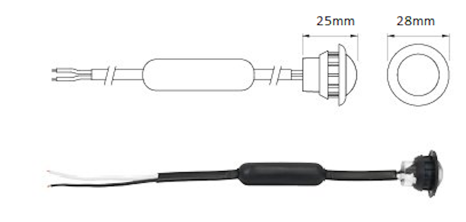 Runt LED positionsljus 28 mm