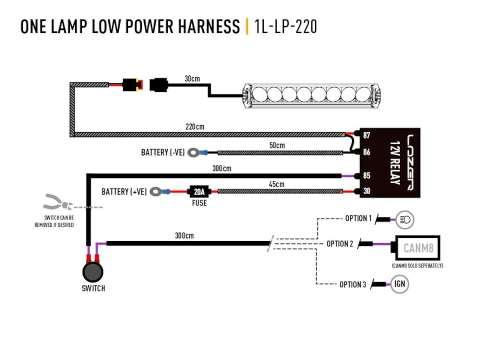 Lazer reläkabelsats för Lazerlamp - Low Power