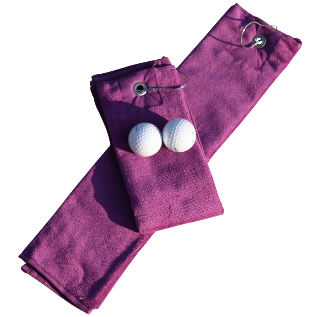 Brodyrverksta´n AB _ Golfhandduk aubergine med broderad golfboll och namn eller egen text