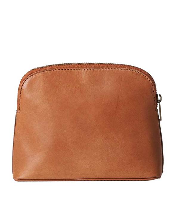 Sminkväska eller liten väska för småsaker, brun av naturgarvat läder
