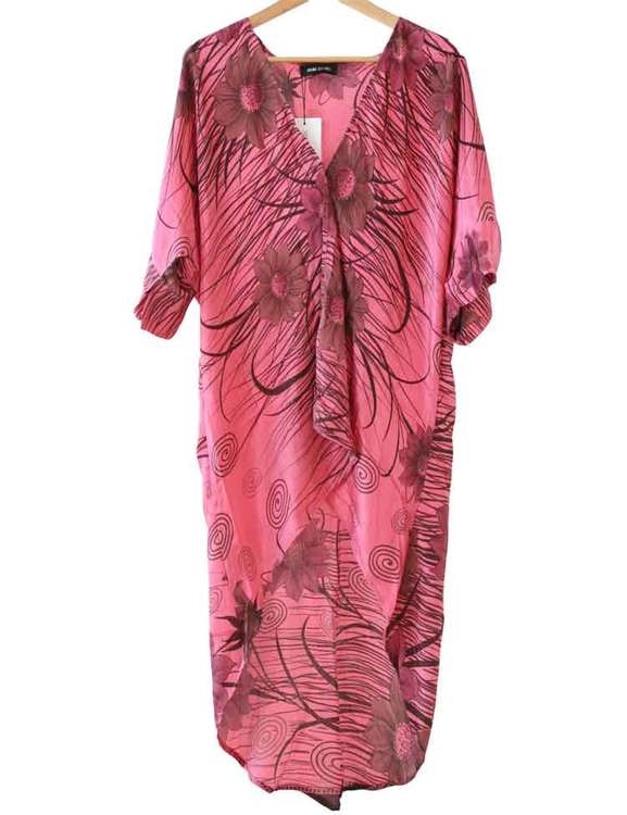 Kimono hi lo rosa återvunna sari