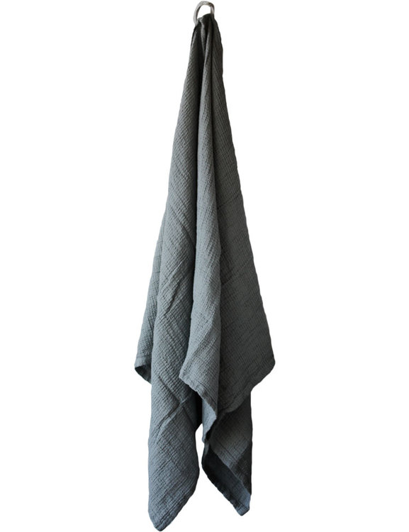 Badhandduk linne och ekologisk bomull blågrå