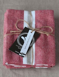Röd-vit randig handduk 2-pack, återvunna textilier