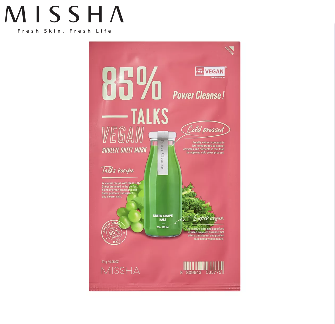 MISSHA Talks Vegan Squeeze Sheet Mask Power Cleanse
