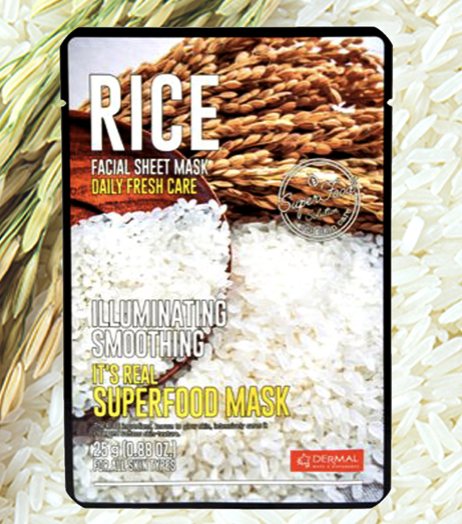 Dermal Its Real Superfood Sheet Mask Rice, kort datum - 70 % rabatt!