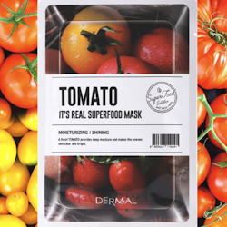 Dermal Its Real Superfood Sheet Mask Tomato, kort datum - 70% rabatt!