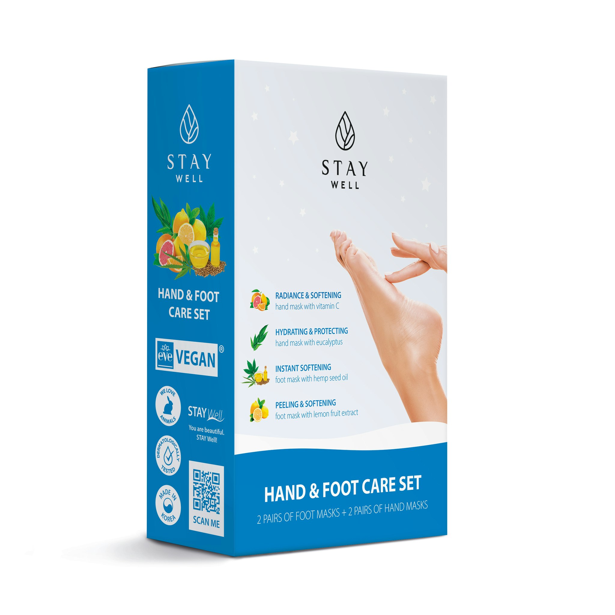 Stay Well Vegan Hand & Foot Care Set - 4 masker