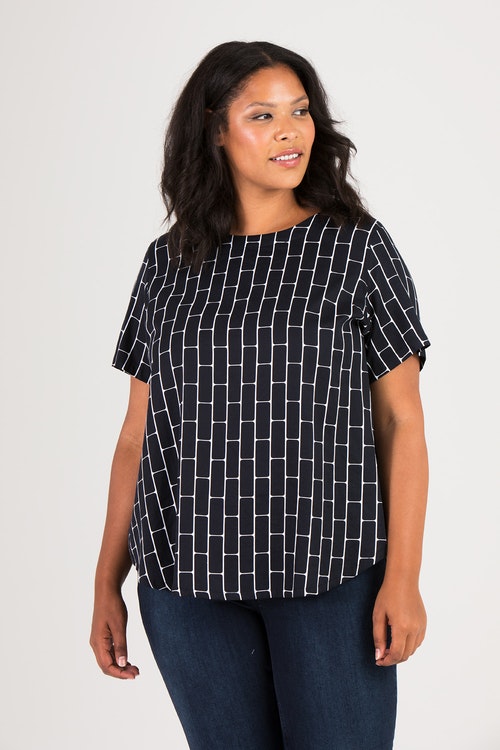 Leya top Brick black/white