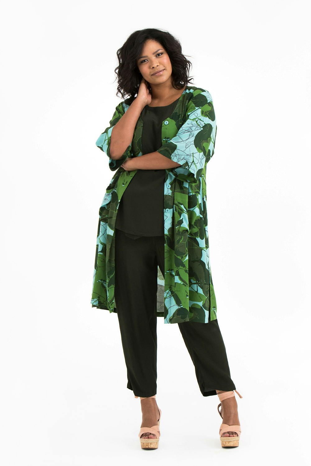 Knäppt blå/grön kimono | Stora storlekar | AliceDot.com - Damkläder stora  storlekar. - AliceDot