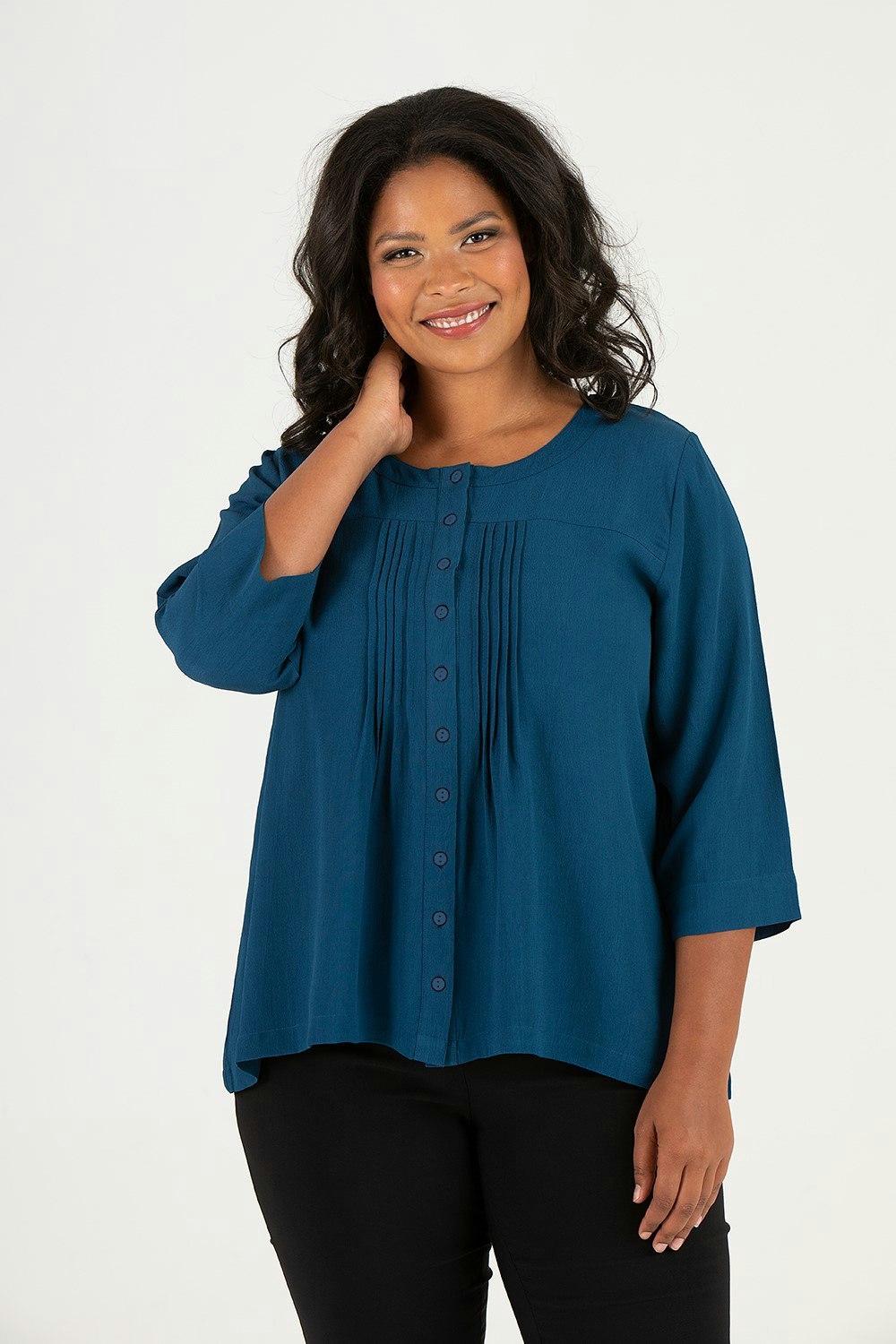 Ella blus petrol blue