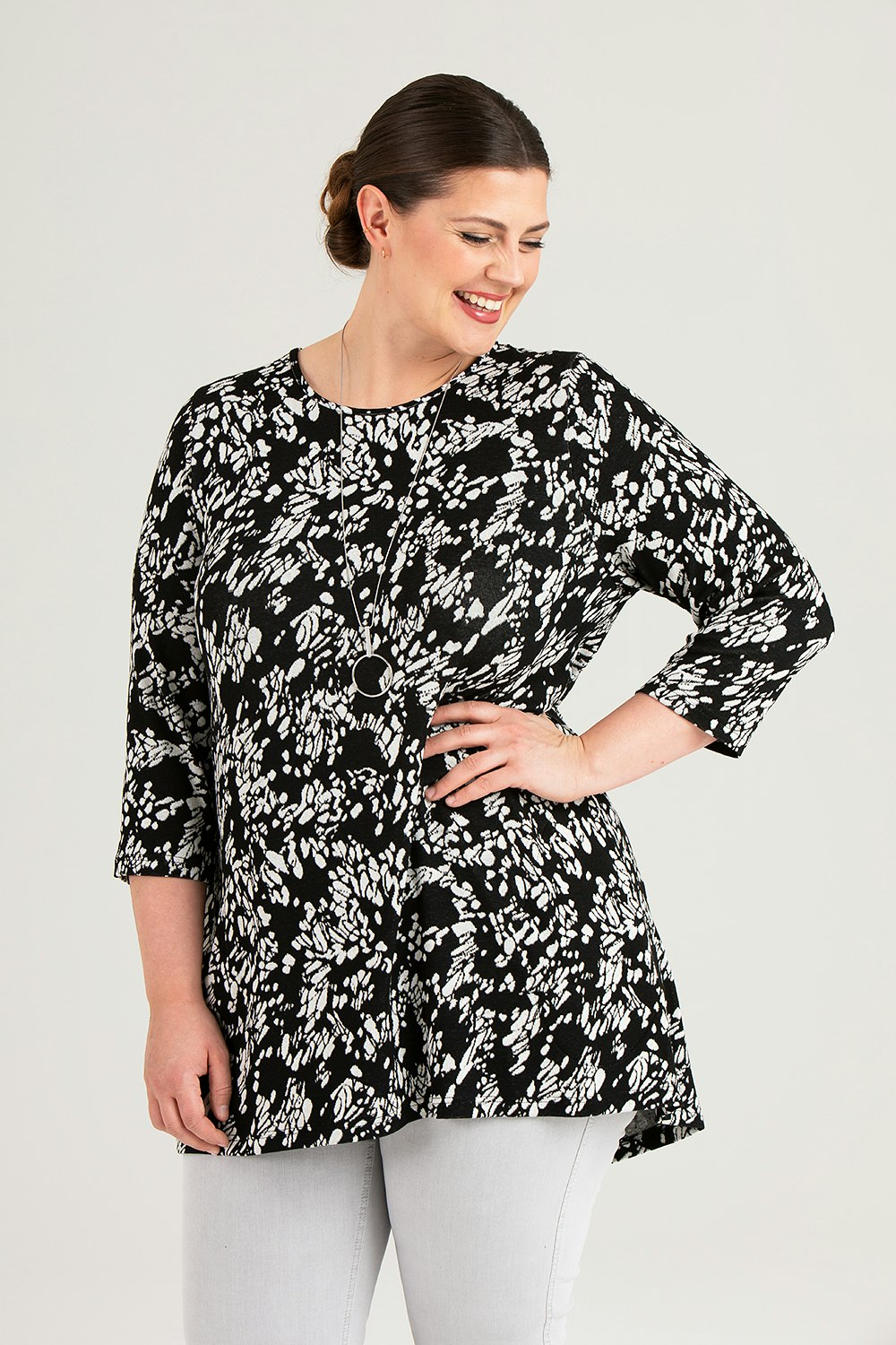 Arimi tunic Flo black/white