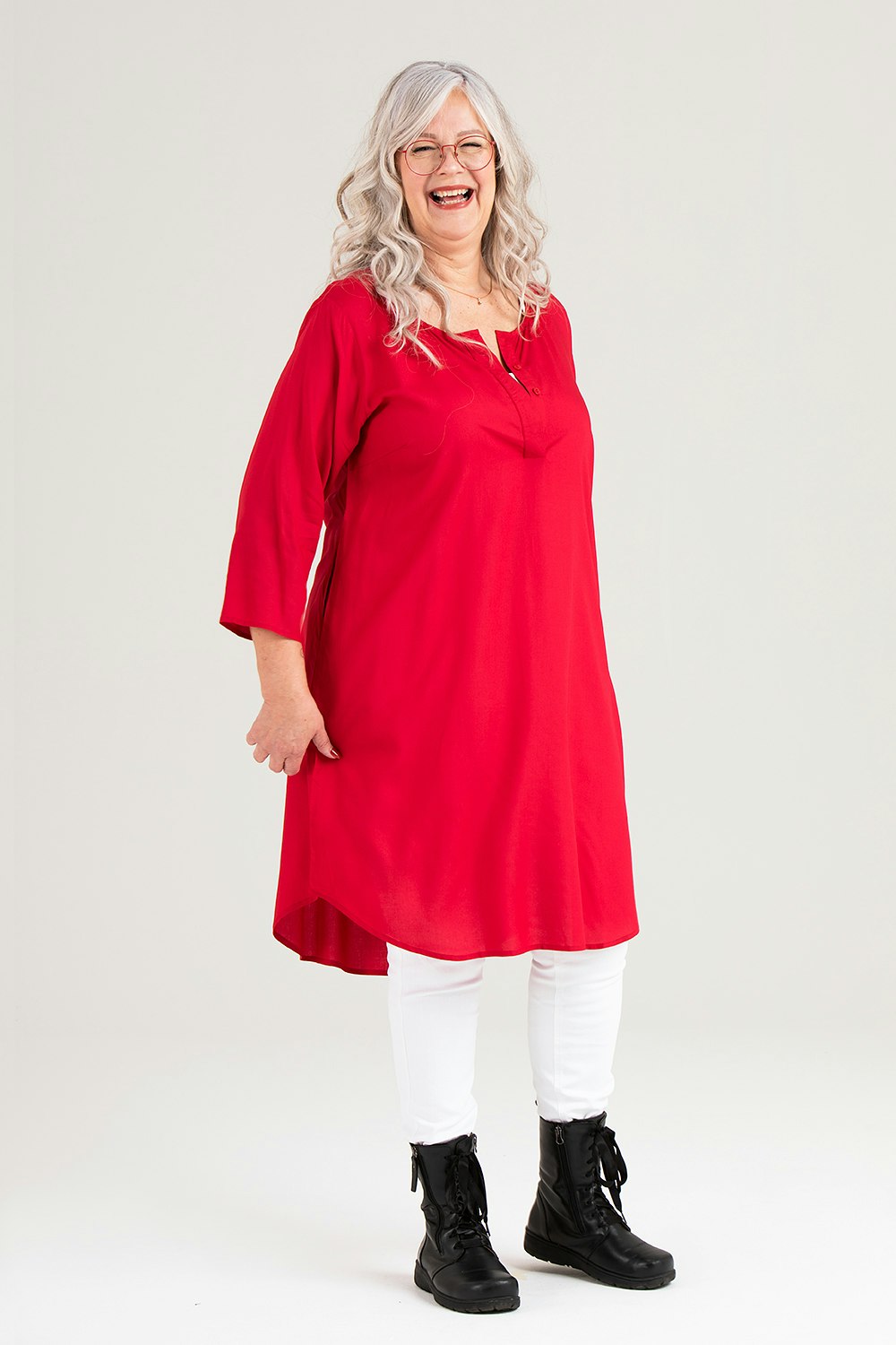 Lykke klänning/tunika röd - Damkläder Stora Storlekar • AliceDot