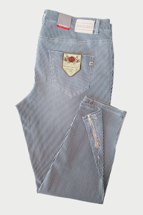 Power zip jeans blå/natur rand