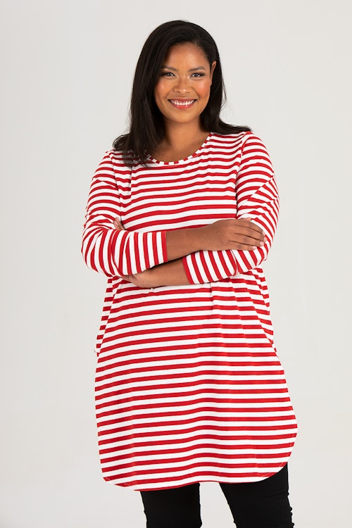 Kate tunic striped red/white