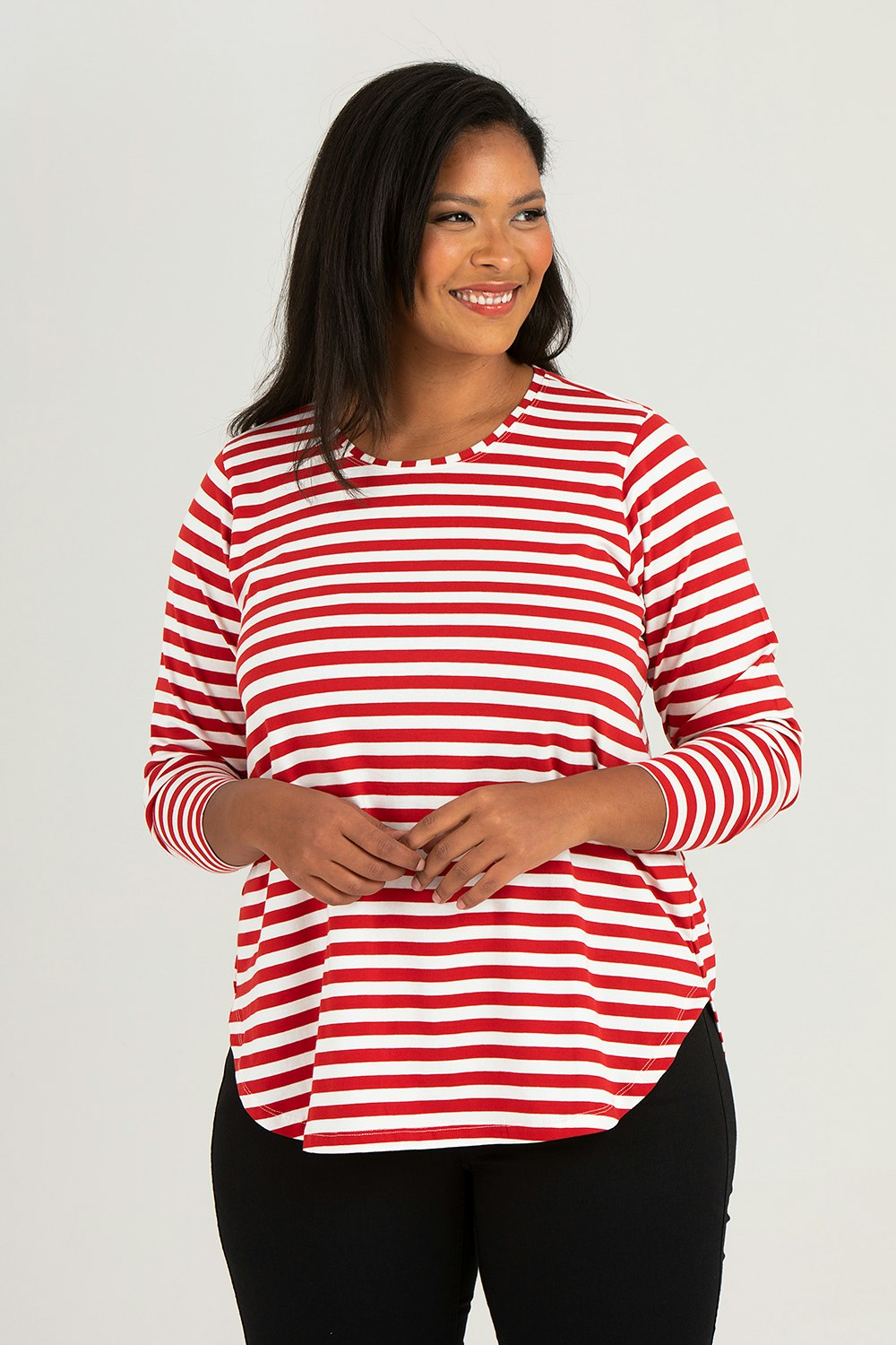 Kitty top striped red/white
