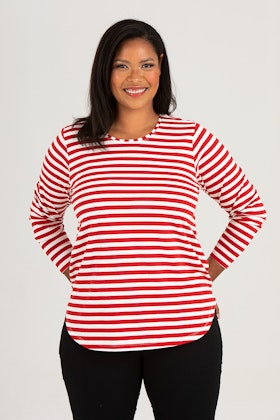 Kitty top striped red/white