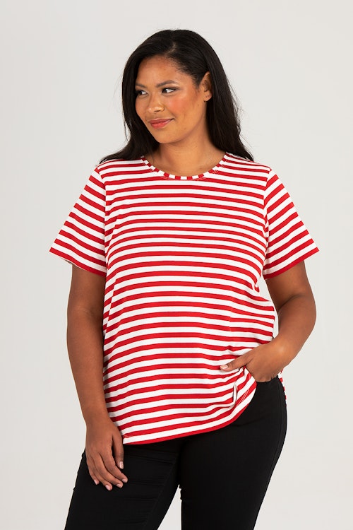 Lina top striped red/white