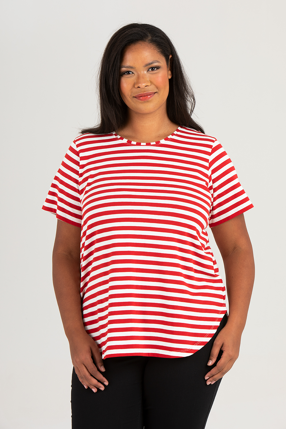 Lina top striped red/white