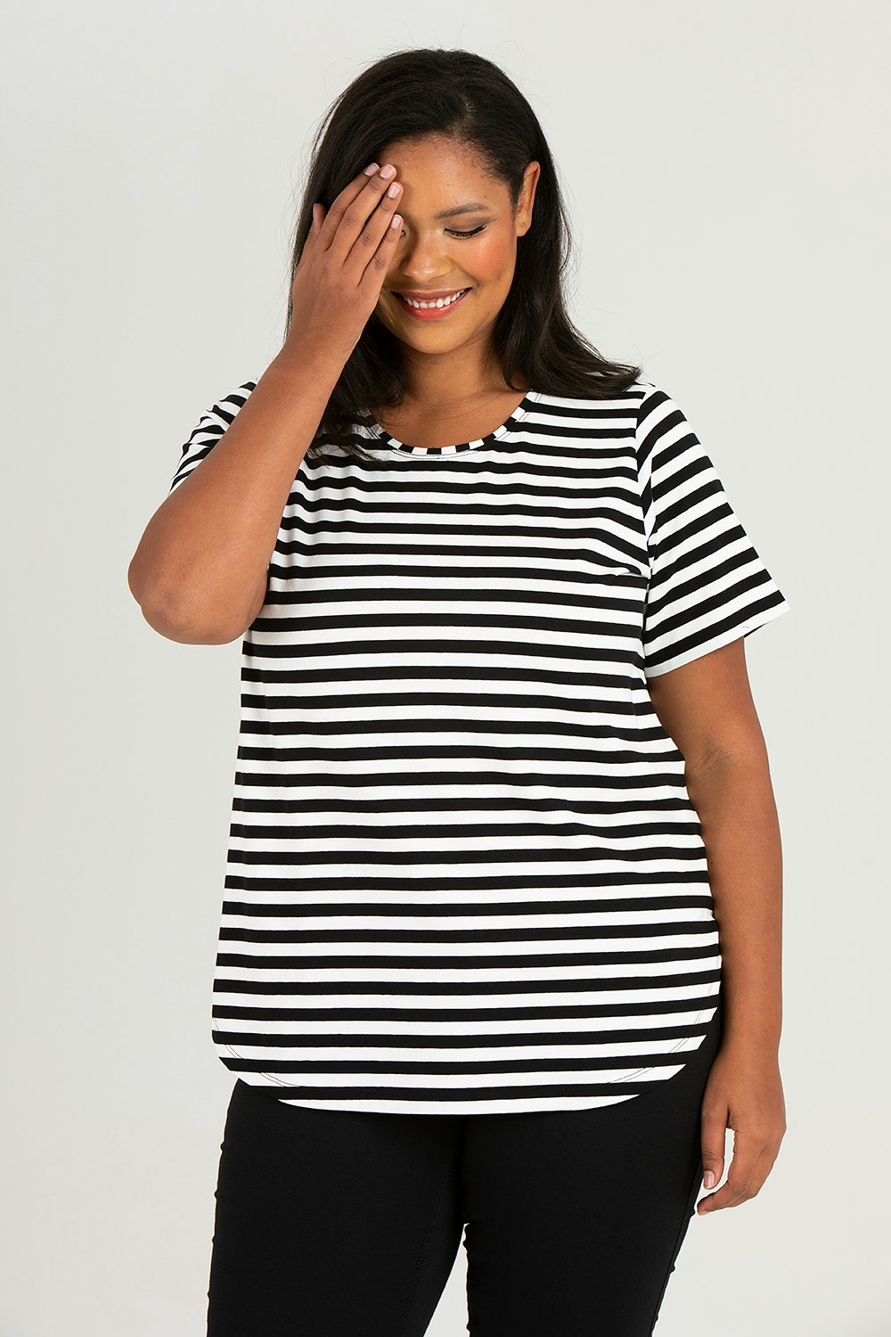 Lina top striped black/white