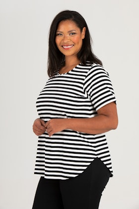 Lina top striped black/white