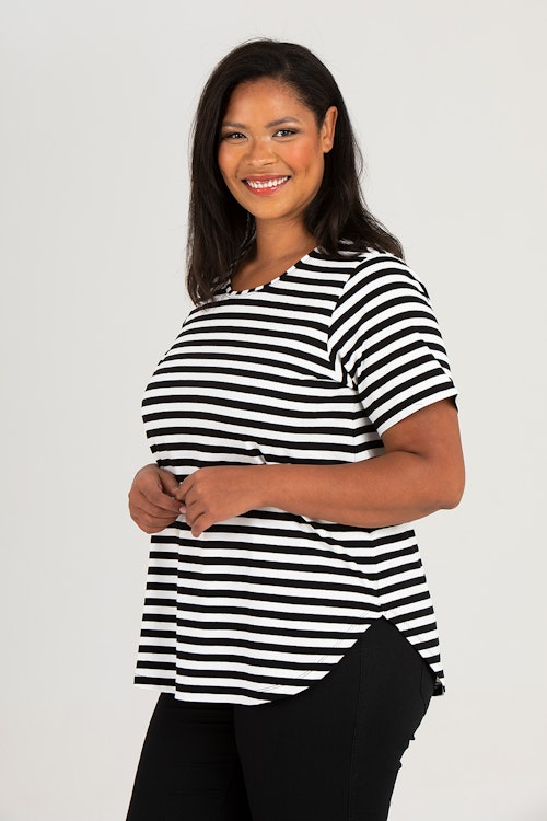 Lina top striped black/white