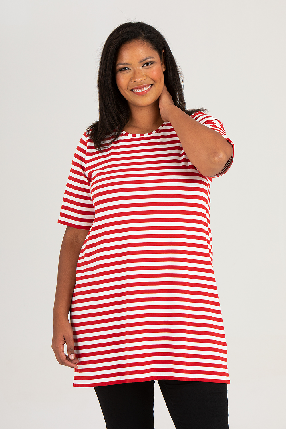 Penny dress/tunic red/white • Plus sizes • AliceDot.