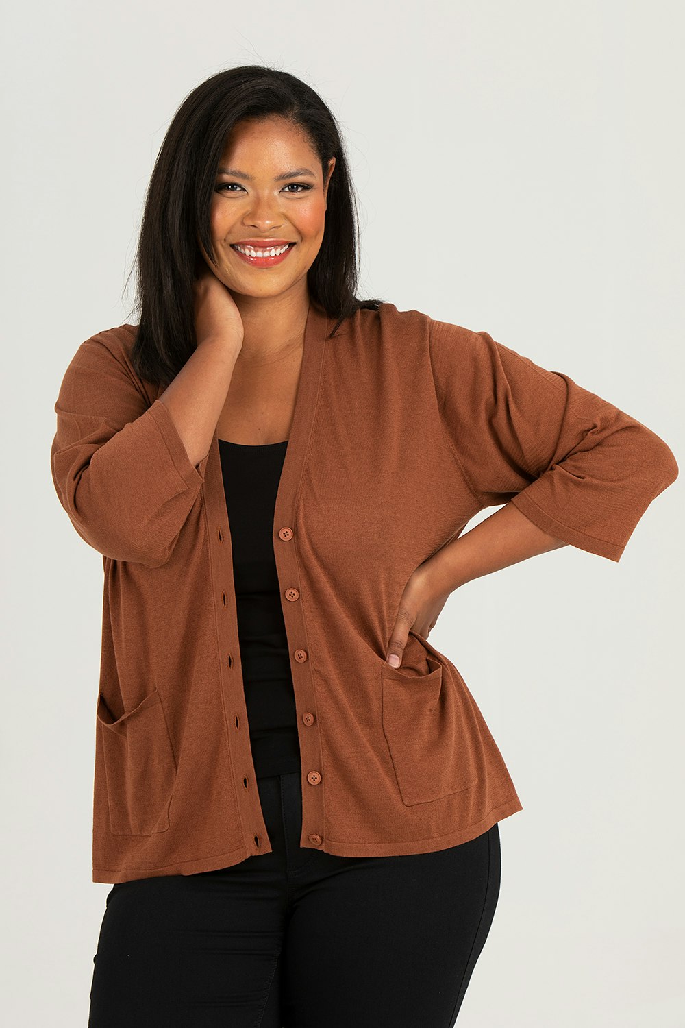 Syster cardigan copper brown