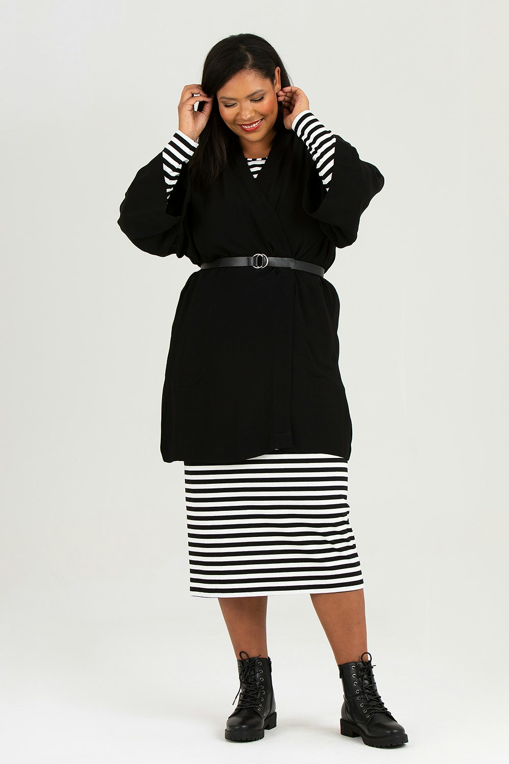 Bim skirt striped black/white