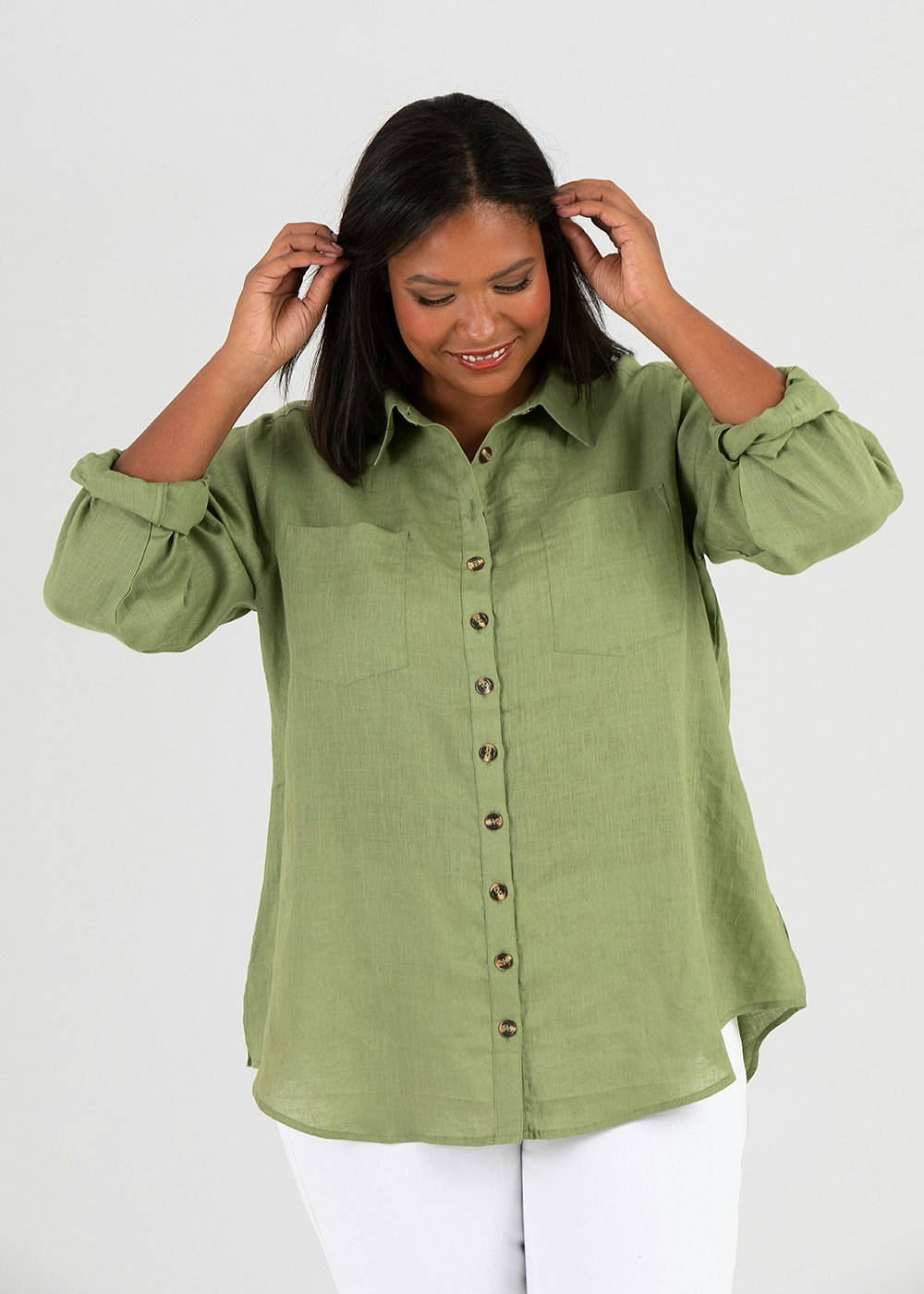 Milo linen shirt green