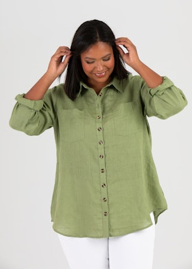 Milo linen shirt green