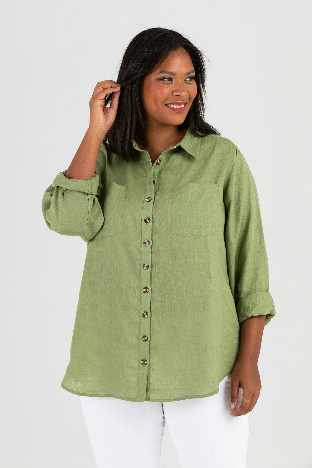 Milo linen shirt green