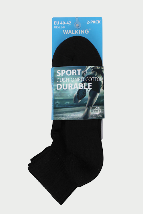 Sports socks cotton black 2-pack