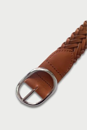 Free braided leather belt, XL brown