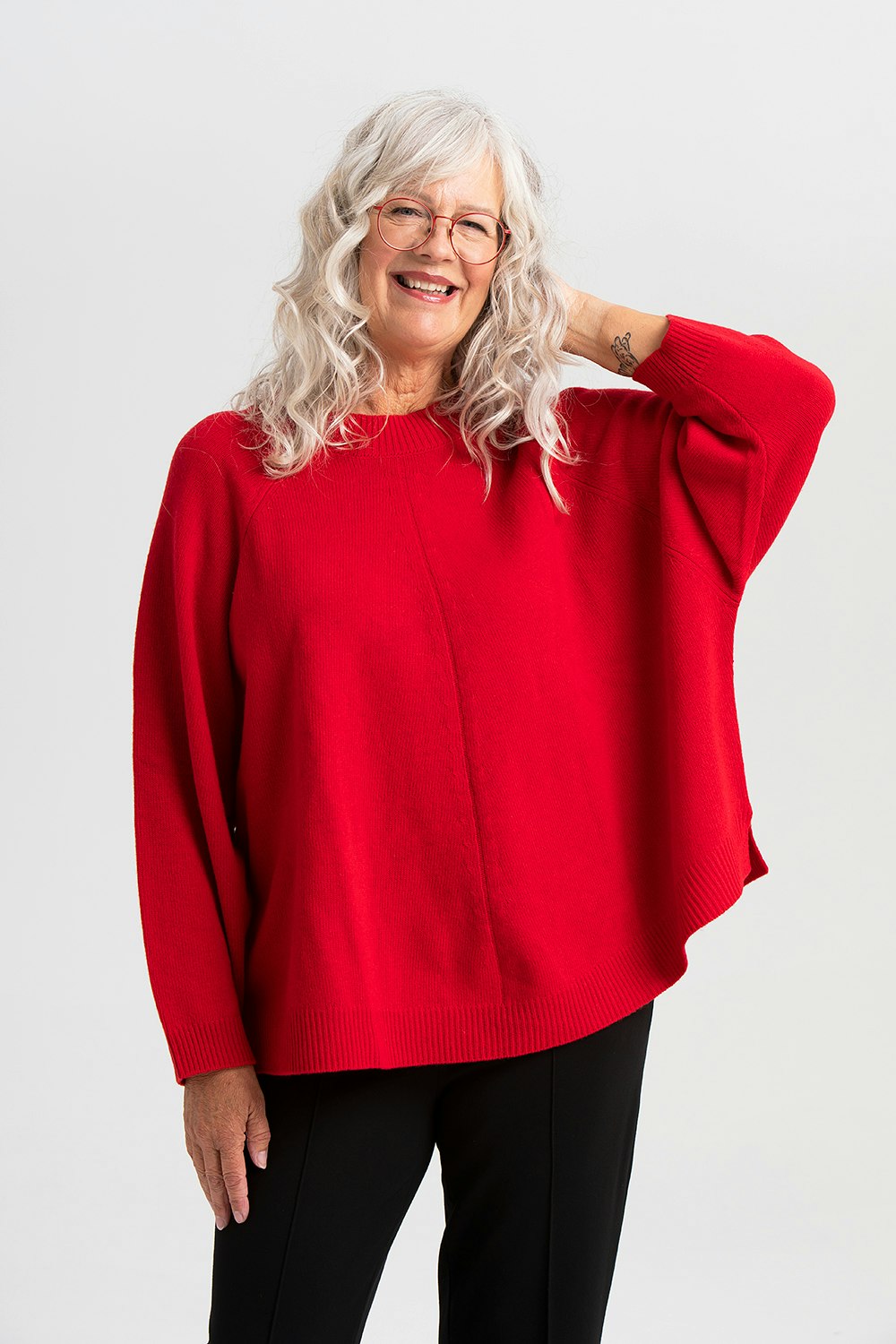 One - knitted sweater red