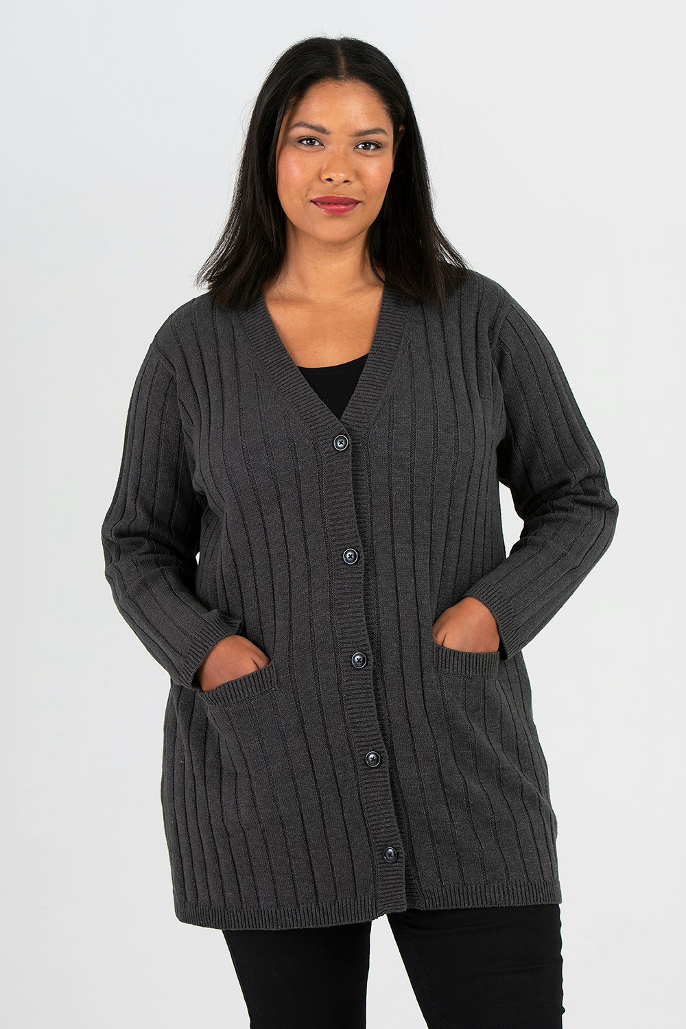 Vicky stickad cardigan mörkgrå