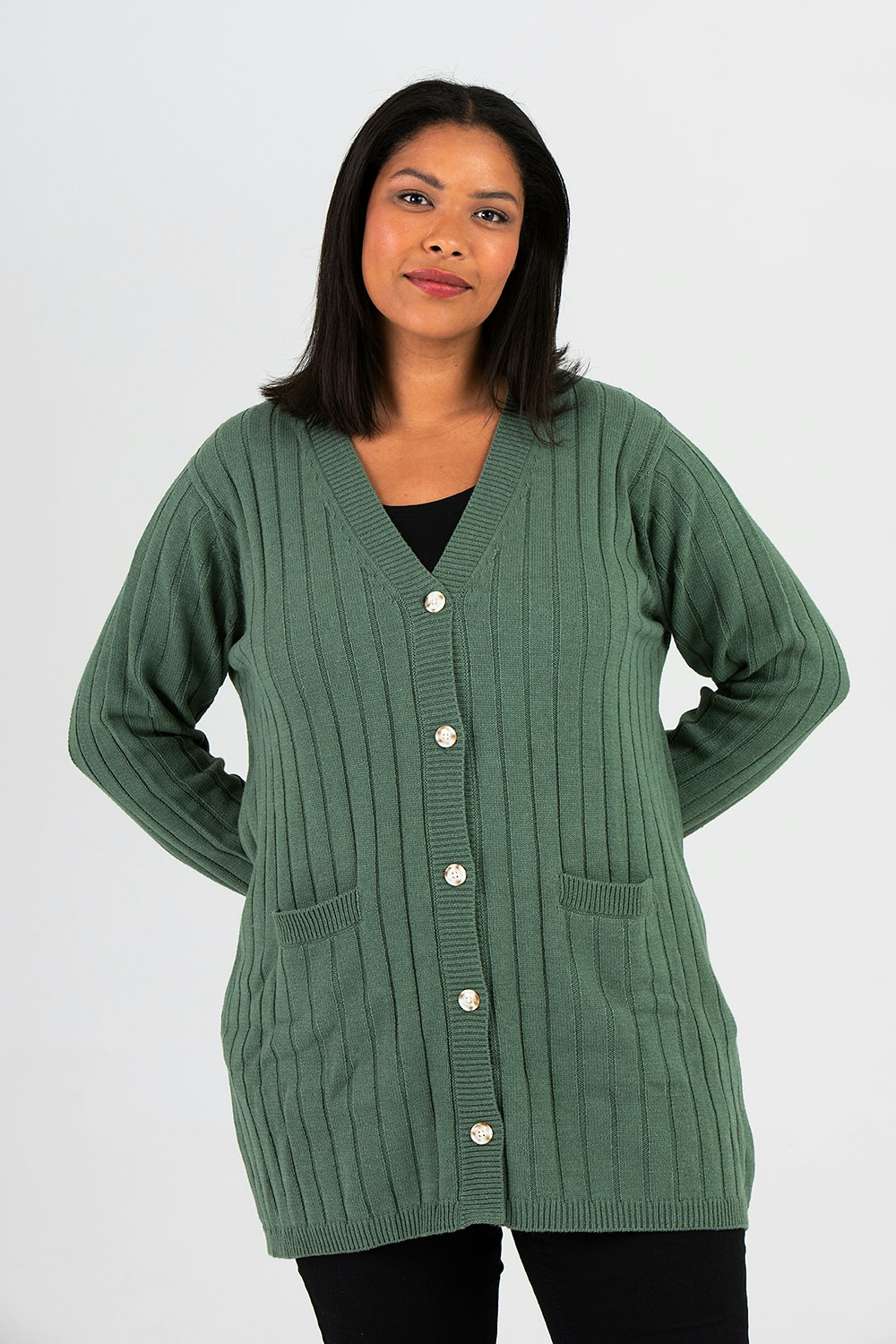 Vicky stickad cardigan grön