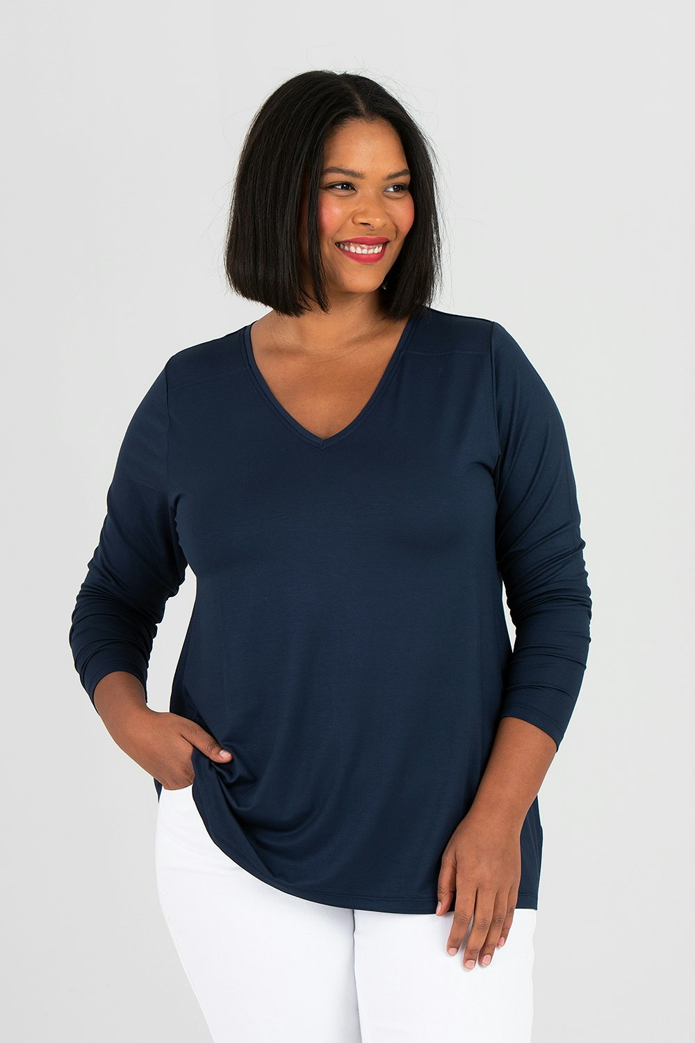 Vi top LS dark blue