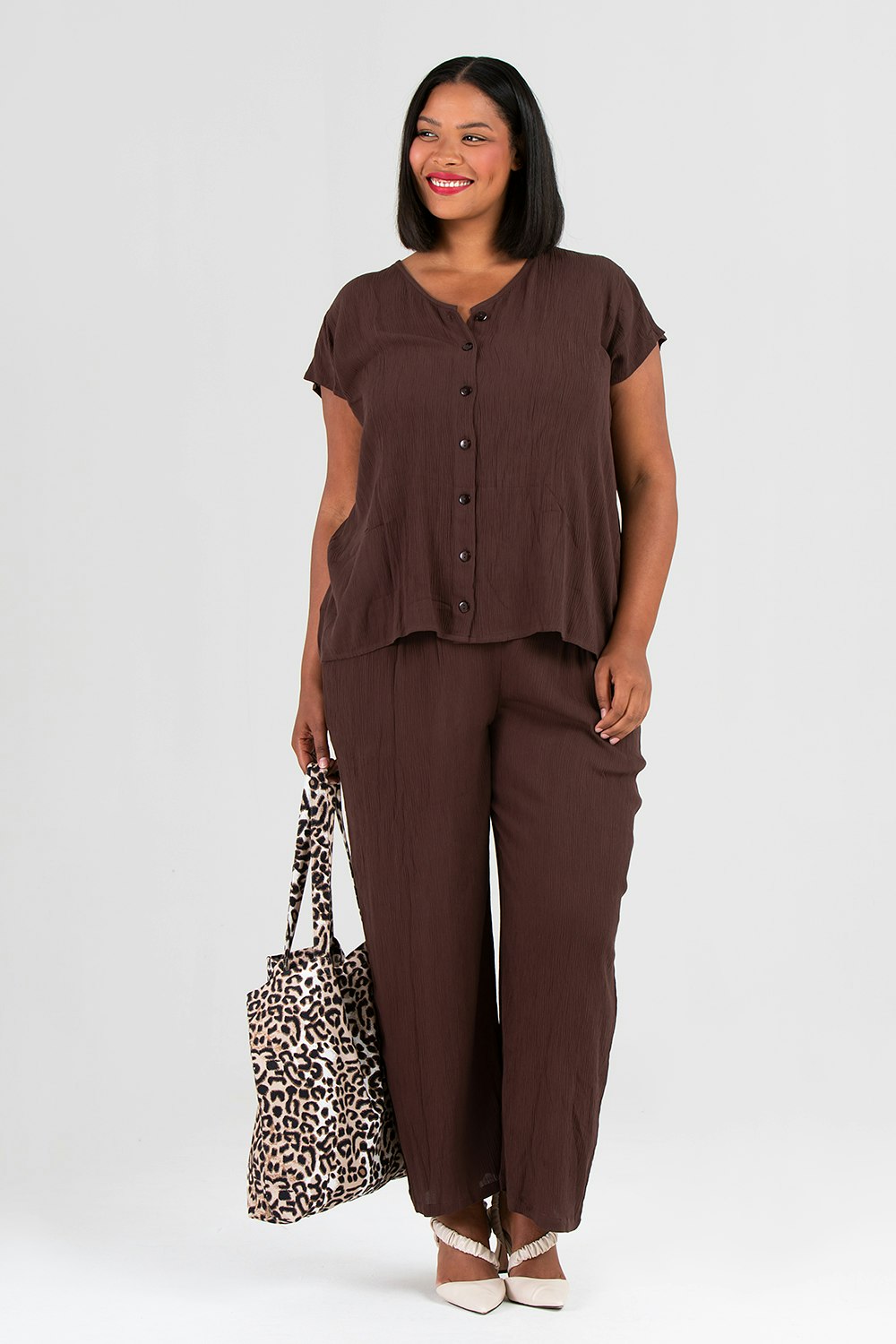 Tillie blus/topp mörkbrun