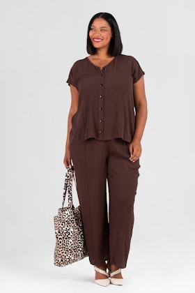 Tillie blus/topp mörkbrun