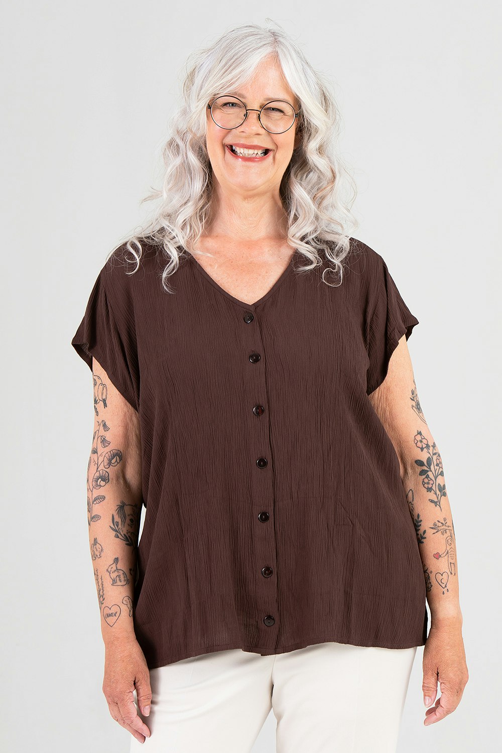 Tillie blus/topp mörkbrun