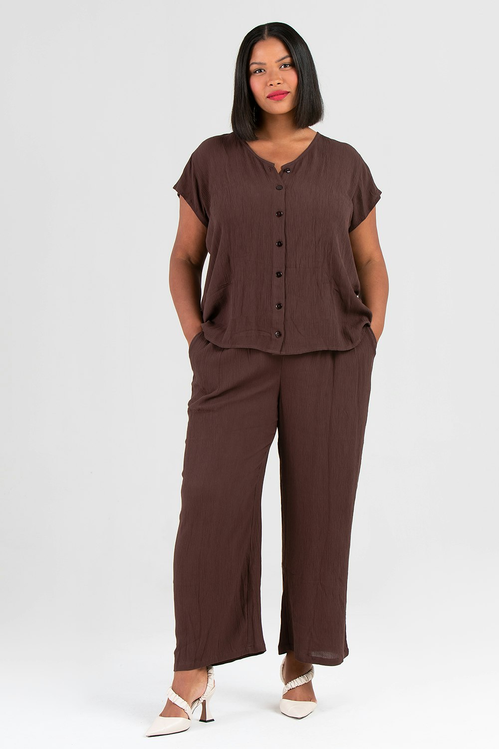 Tillie blus/topp mörkbrun