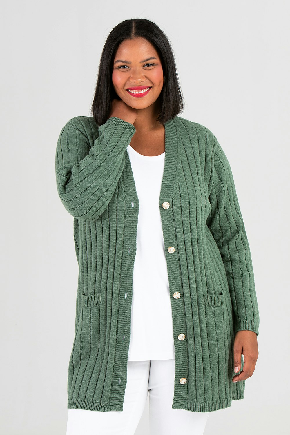 Vicky stickad cardigan grön