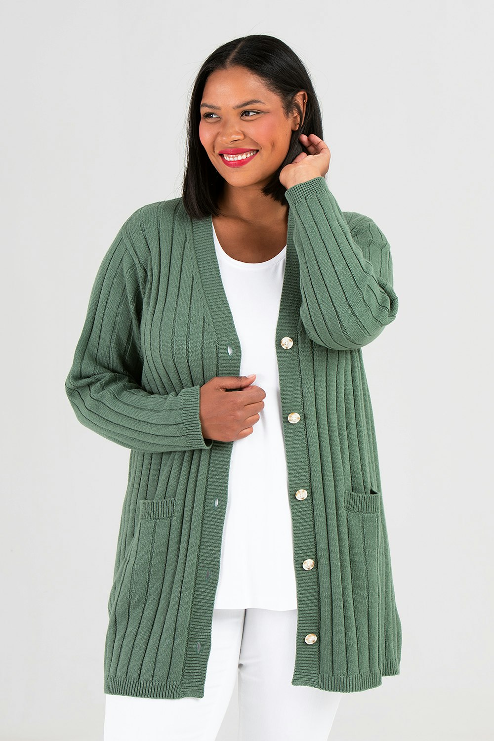 Vicky stickad cardigan grön