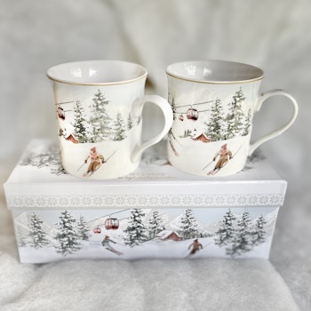 2-pack muggar i box ”Skiing”
