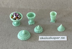 Karamellskålar, 3 st mintgröna med godis