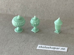 Karamellskålar, 3 st mintgröna med godis