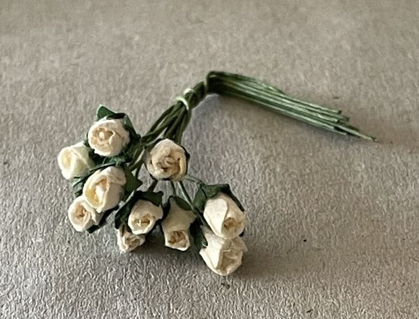 Vita rosor i knopp, ca 4 mm