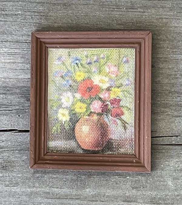 Tavla, blommor i vas