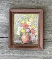 Tavla, blommor i vas